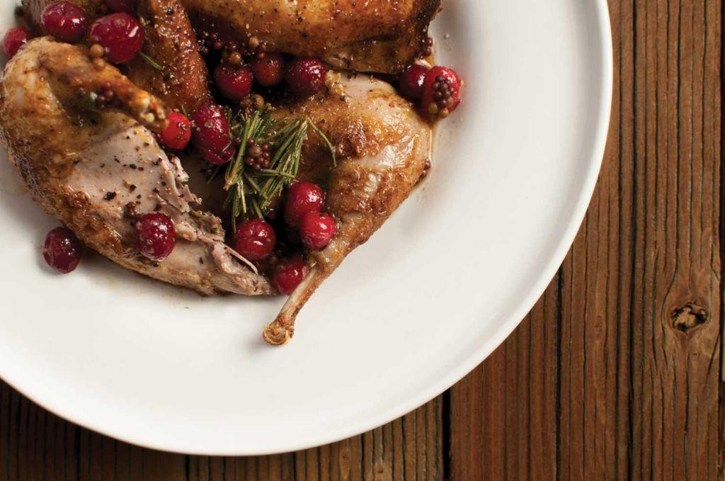 Crispy Skinned Partridge with Cranberry Reduction