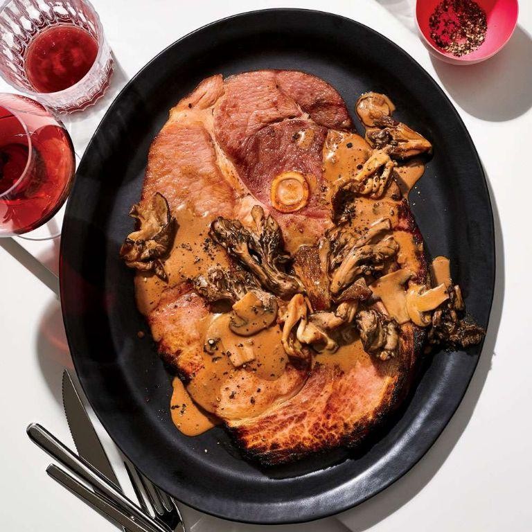 Fresh Ham Steak with Mushroom Gravy