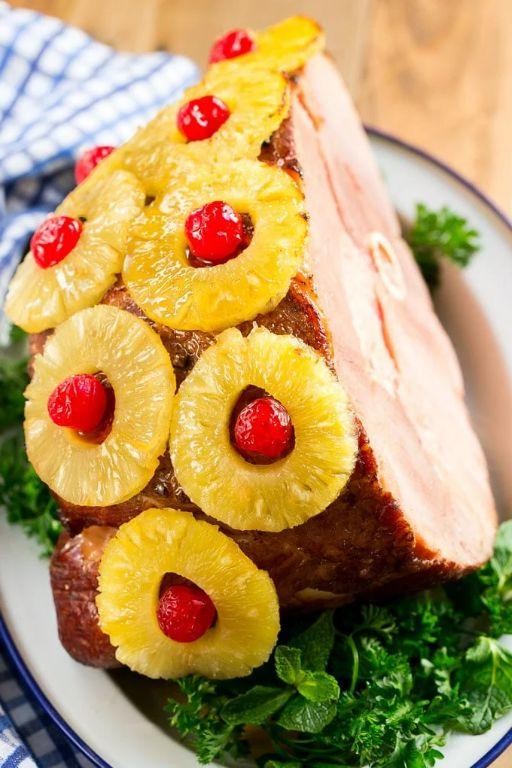 Fresh Ham with Pineapple and Cherry Glaze