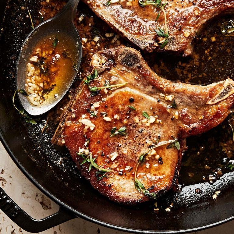 Garlic Butter Grilled Pork Steaks
