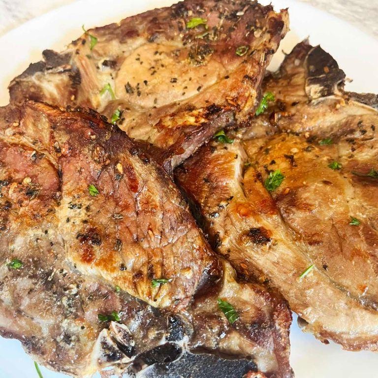 Garlic Herb Air Fryer Pork Steaks