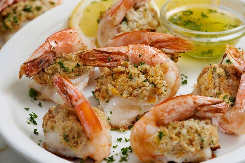 Garlic Herb Butter Baked Stuffed Shrimp