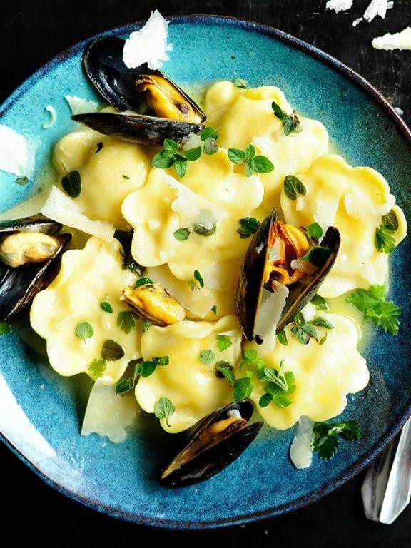 Garlic and Herb Seafood Ravioli