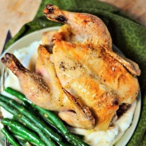 Garlic-Lemon Roasted Cornish Hen with Asparagus