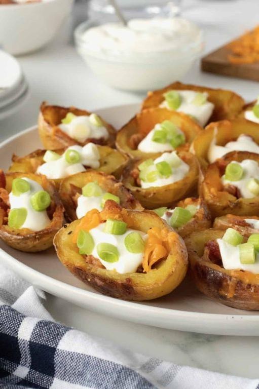 Golden Potato Skins with Sour Cream