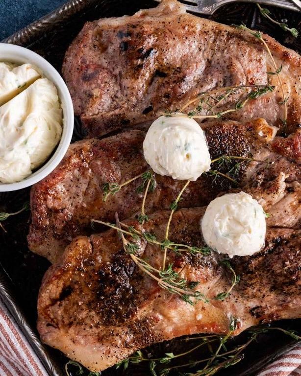 Grilled Boston Butt Steak with Herb Butter