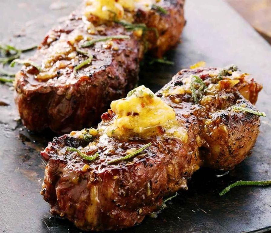 Grilled Buffalo Steaks with Herb Butter