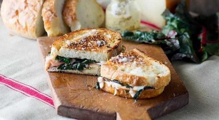 Grilled Chard Stem and Mozzarella Sandwich