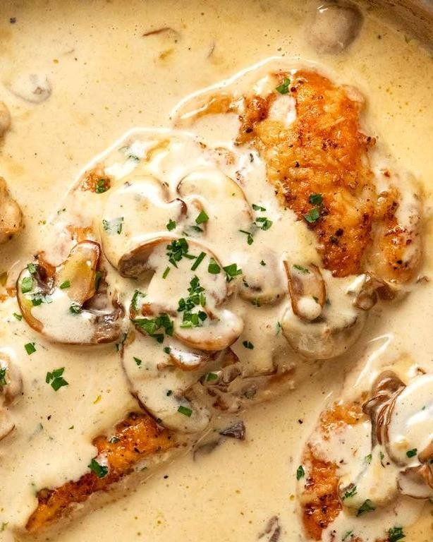 Grilled Chicken with Mushroom Cream Sauce