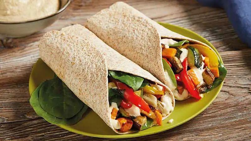 Grilled Vegetable and Hummus Wraps