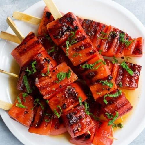Grilled Watermelon Rind Kabobs