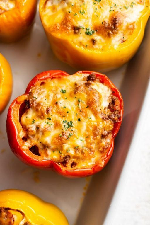 Ground Beef and Cheese-Stuffed Peppers