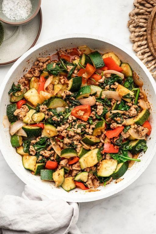 Ground Turkey, Mushroom, and Squash Skillet