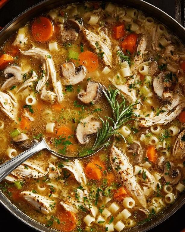 Hearty Chicken and Mushroom Ditalini Stew