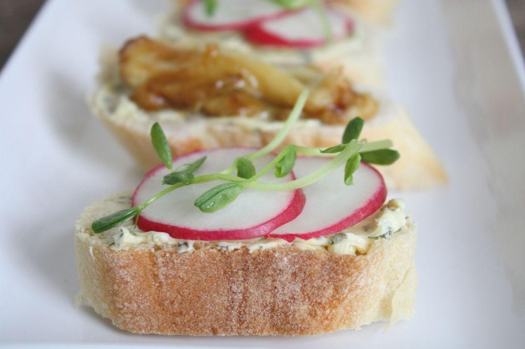 Herb Butter Radish Crostini