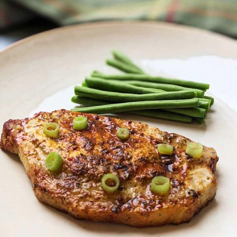 Herb Crusted Dijon Air Fryer Pork Steaks