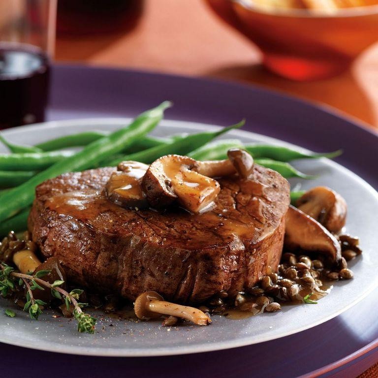 Herb-Crusted Filet Mignon with Mushroom Ragout