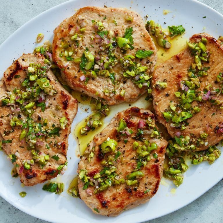 Herb-Marinated Grilled Pork Steaks