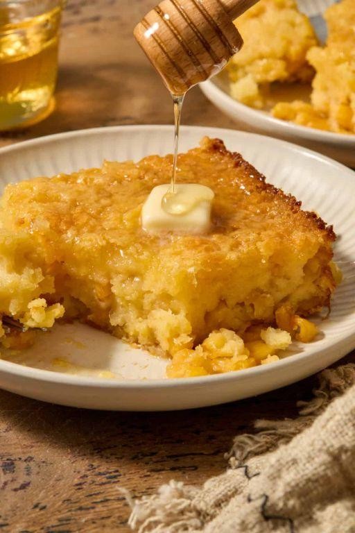 Honey Butter Cornbread Casserole with Sausage