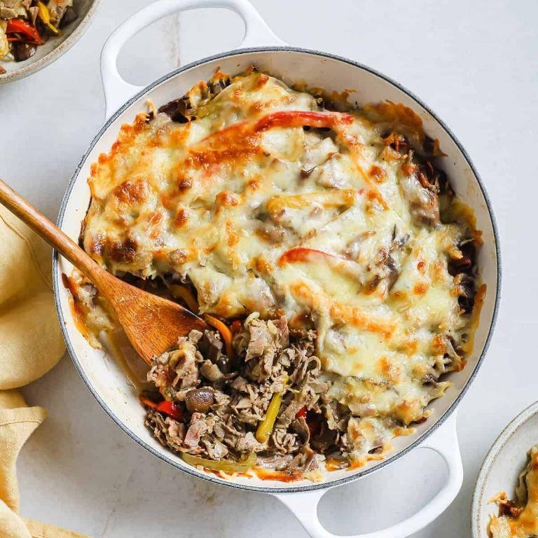 Keto Philly Cheesesteak Casserole