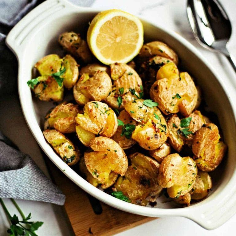 Lemon Garlic Smash Potatoes