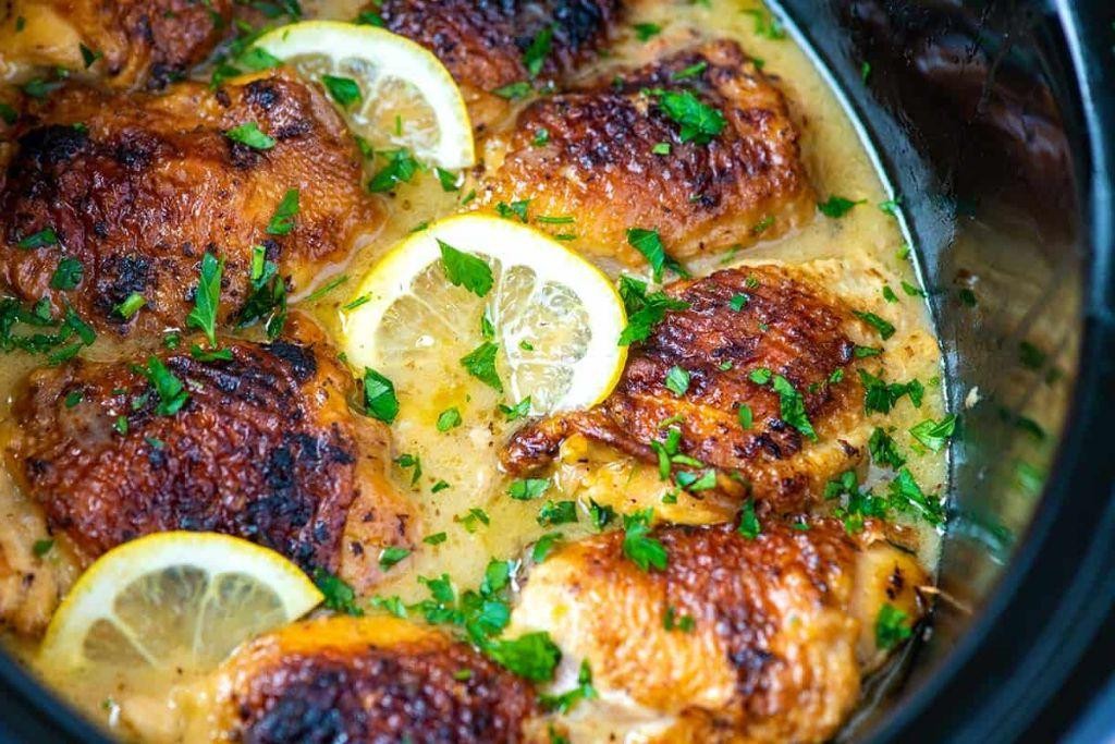 Lemon Herb Crock Pot Chicken Thighs