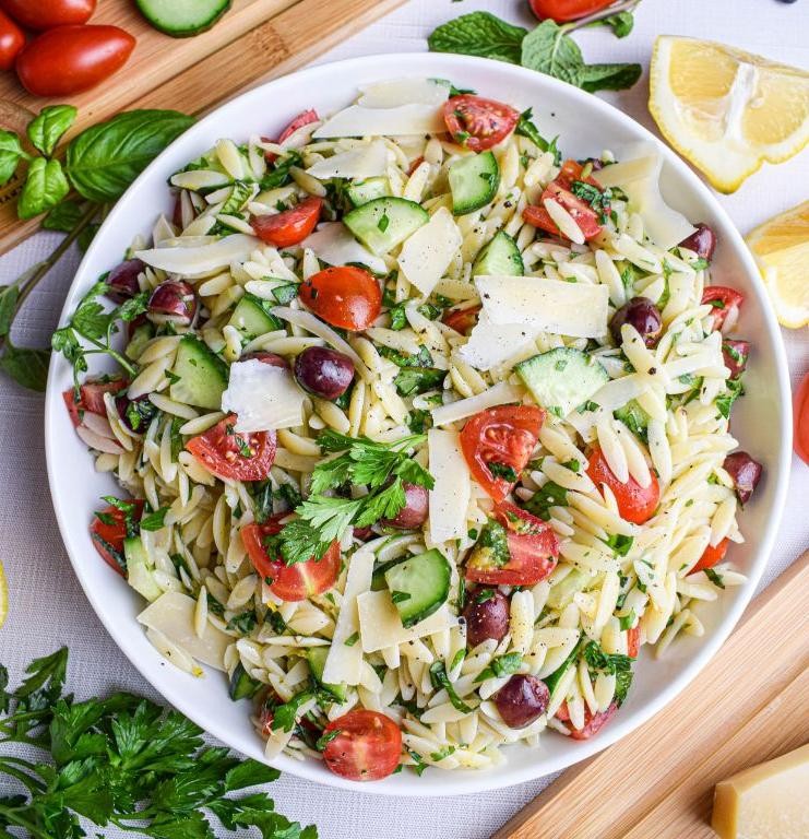 Lemon Herb Orzo Salad with Cherry Tomatoes