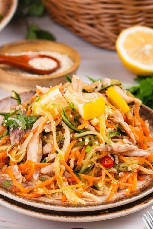 Lemon Herb Shredded Chicken with Vegetables