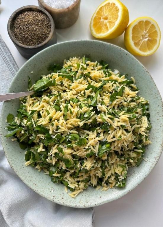 Lemon Pesto Arugula Orzo Salad