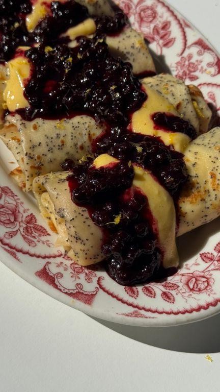 Lemon Ricotta and Berry Blintzes