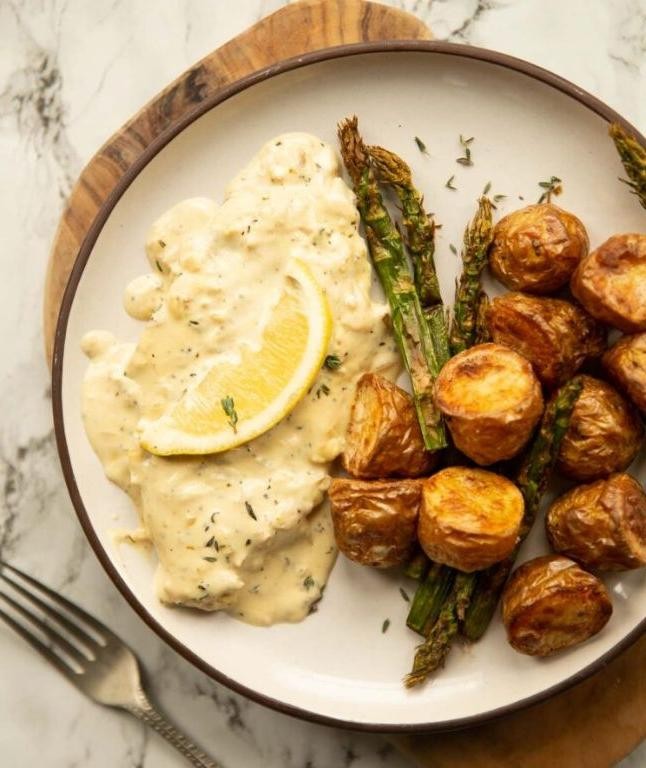 Lemon Thyme Pork Steaks with Asparagus