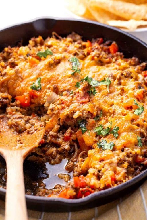 Loaded Cauliflower Rice Mexican Casserole