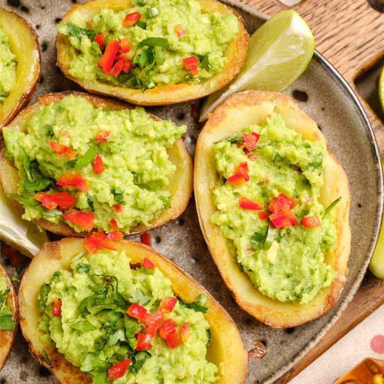 Loaded Vegetarian Potato Skins with Avocado