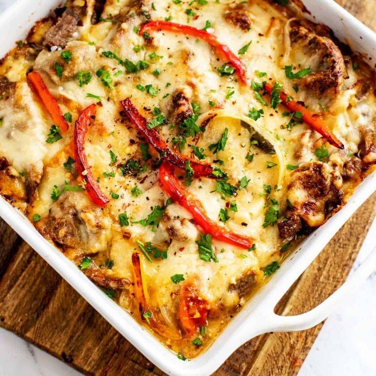 Low-Carb Philly Cheesesteak Casserole