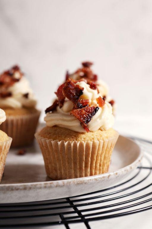 Maple Bacon Cupcakes with Bourbon Frosting