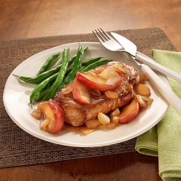 Maple Glazed Pork Steaks with Apples