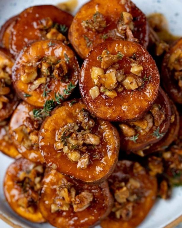 Maple Glazed Sweet Potatoes with Walnuts