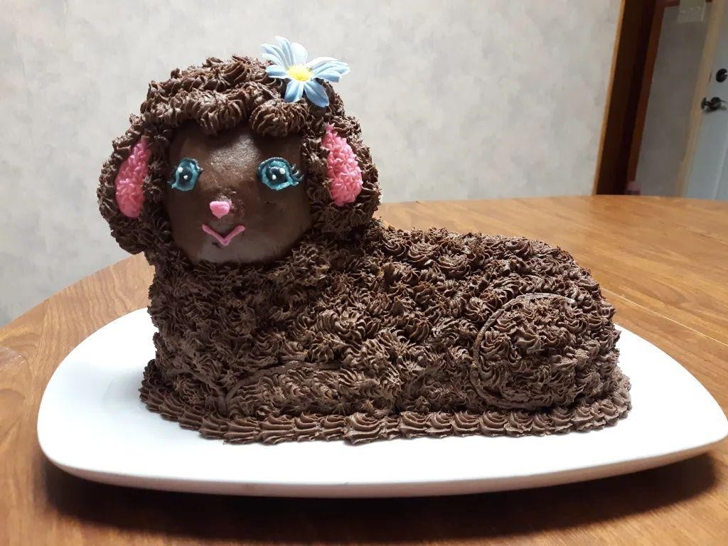 Marbled Lamb Cake with Chocolate Ganache