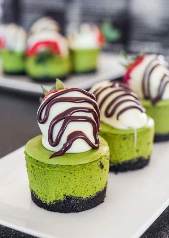 Matcha Green Tea Mini Cheesecakes