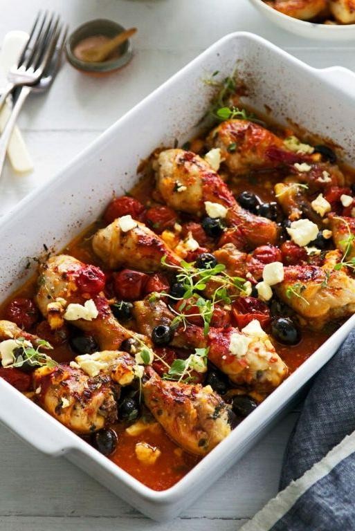 Mediterranean Chicken Drumstick Casserole with Feta
