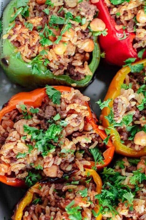 Mediterranean Long Grain Rice Stuffed Peppers