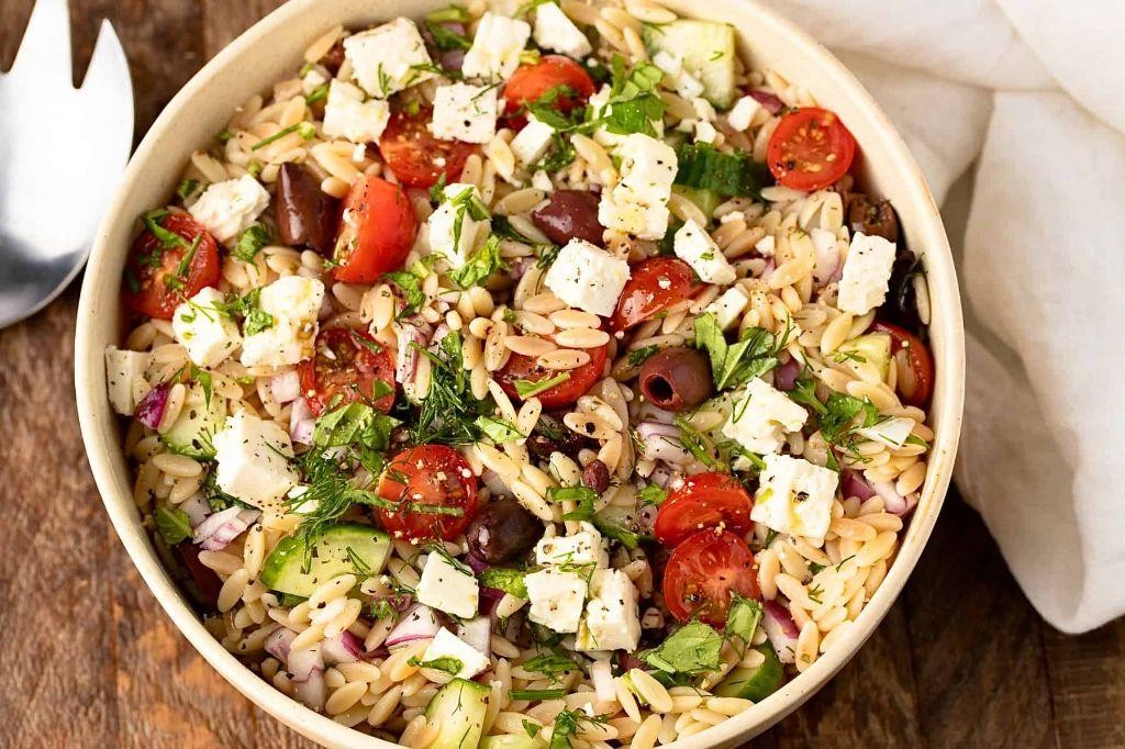 Mediterranean Orzo Salad with Feta and Kalamata Olives
