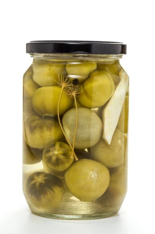 Mediterranean Pickled Green Tomatoes with Olives