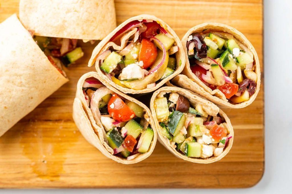 Mediterranean Veggie Wrap with Feta Cheese