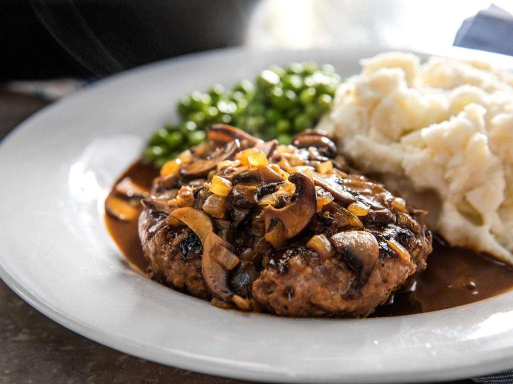 Mushroom and Swiss Smothered Salisbury Steak