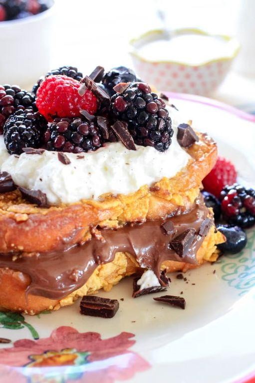 Nutella-Stuffed French Toast with Berries