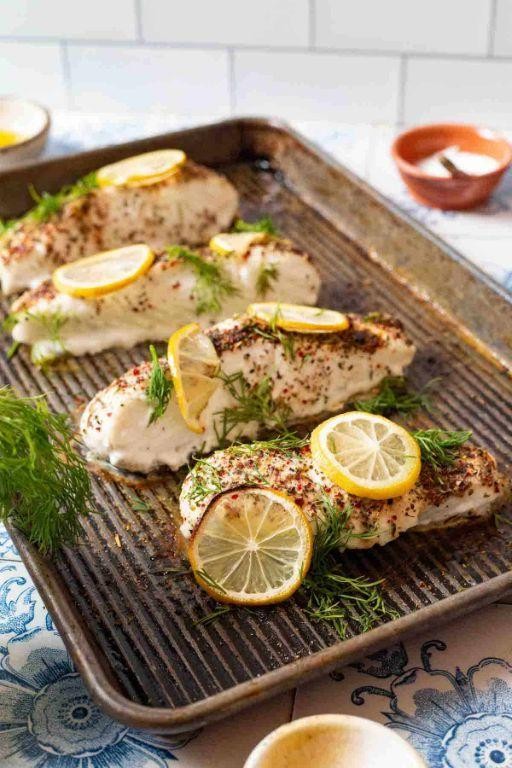 Oven-Baked White Fish with Dill and Lemon