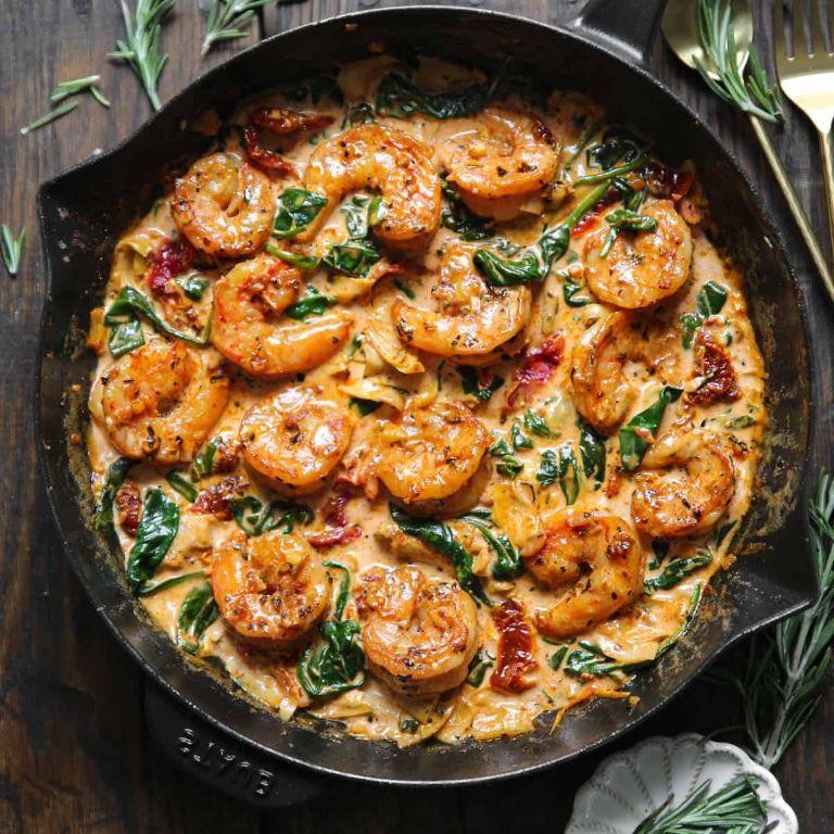 Pan Seared Shrimp with Creamy Tuscan Sauce