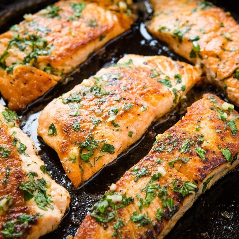 Pan-Seared Salmon with Garlic Herb Butter