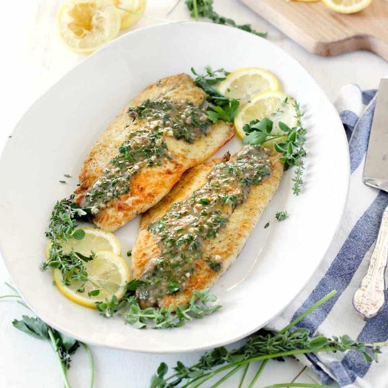 Pan-Seared Sea Bass with Herb Sauce